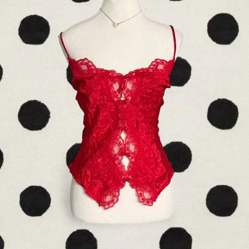 Victorias Secret Sexy Red Lace Fairy Core Corset Like Tank Top Fit Size Large